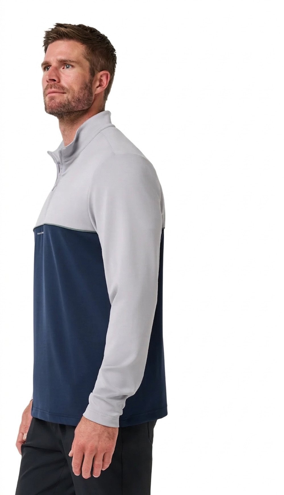 Travis Mathew Fibercloud Color Block Quarter Zip, jasnoszary