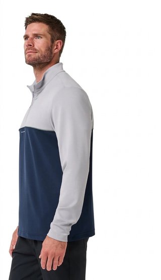 Travis Mathew Fibercloud Color Block Quarter Zip, jasnoszary