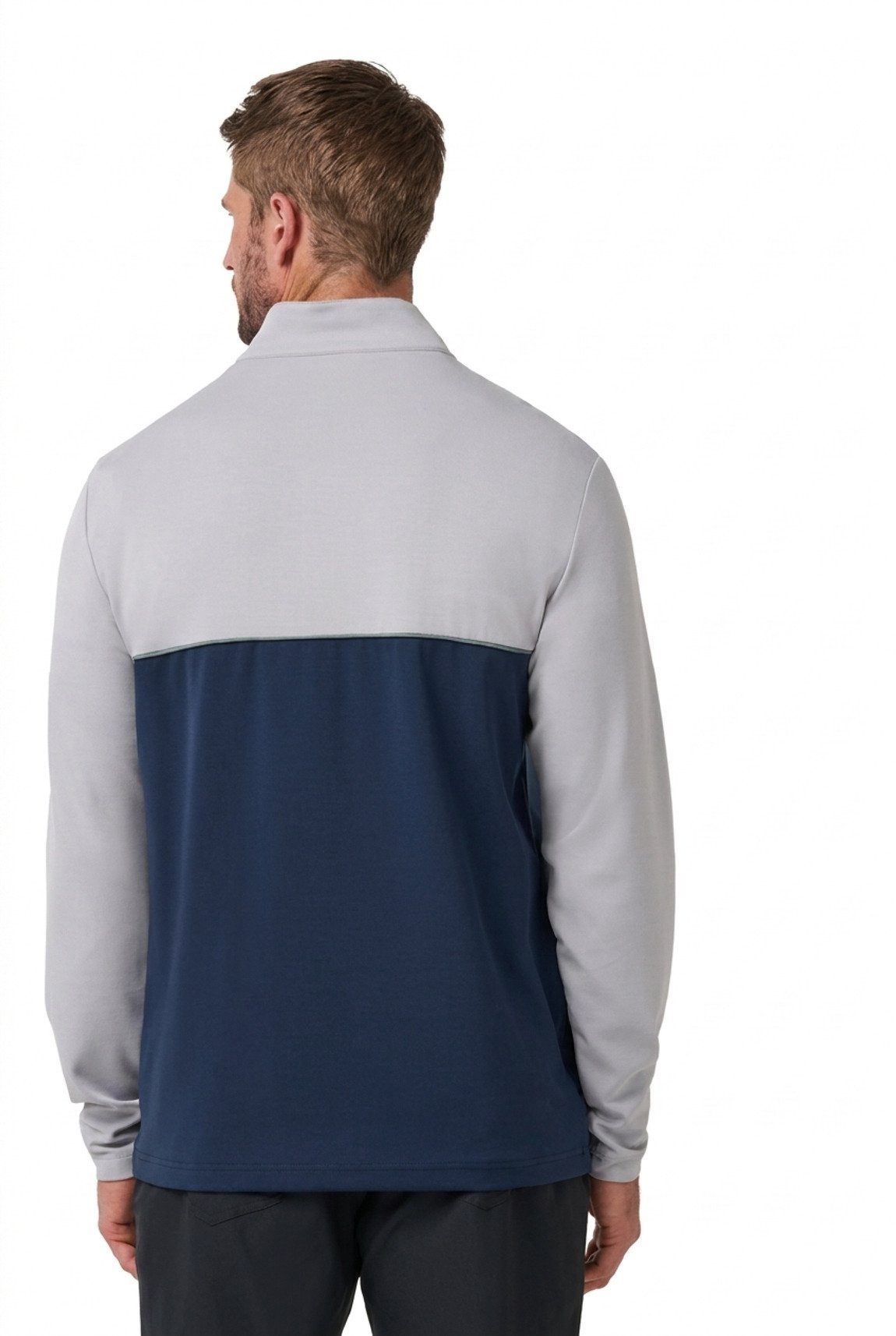 Travis Mathew Fibercloud Color Block Quarter Zip, jasnoszary