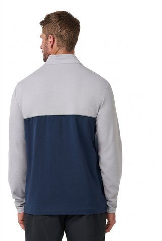 Travis Mathew Fibercloud Color Block Quarter Zip, jasnoszary