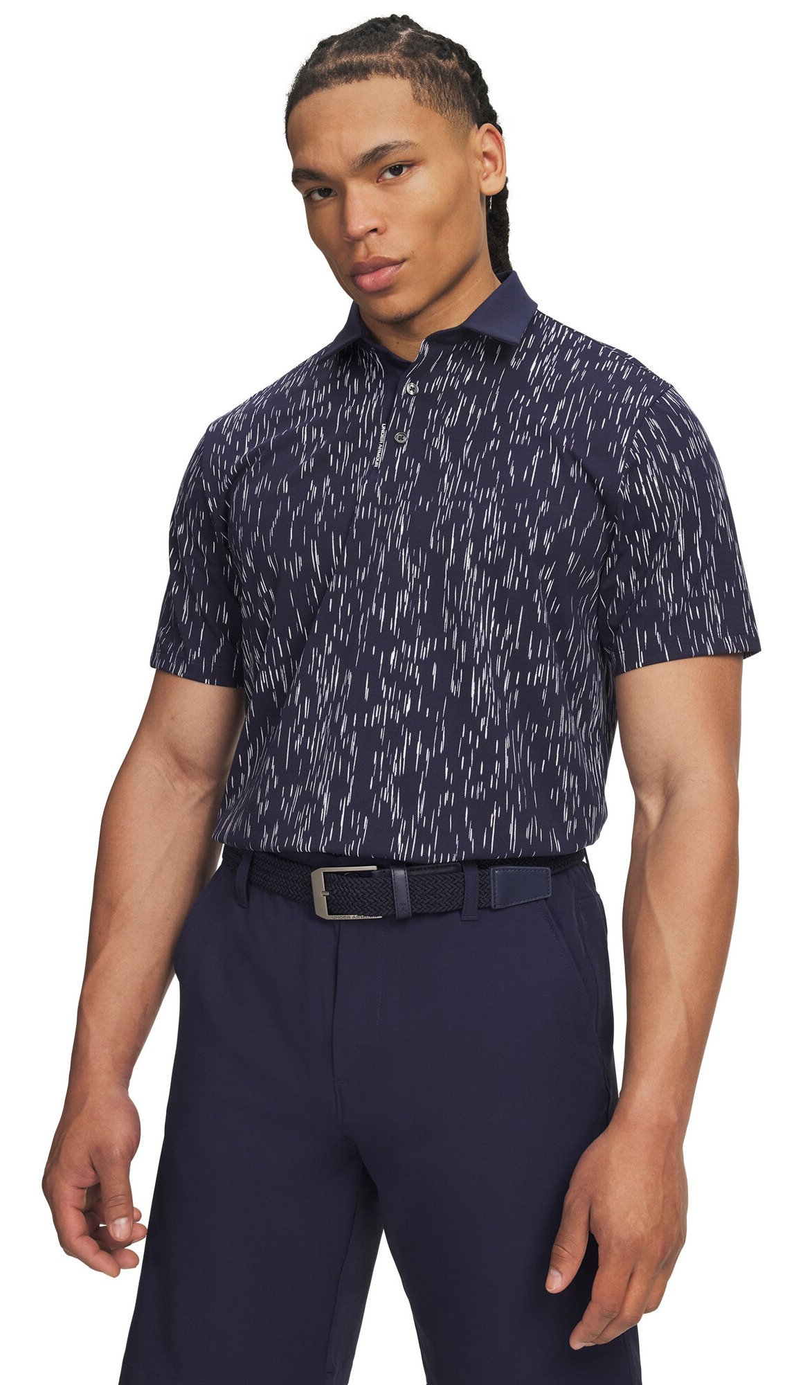 Under Armour ArmourDry Printed męskie polo, midnight navy/białe