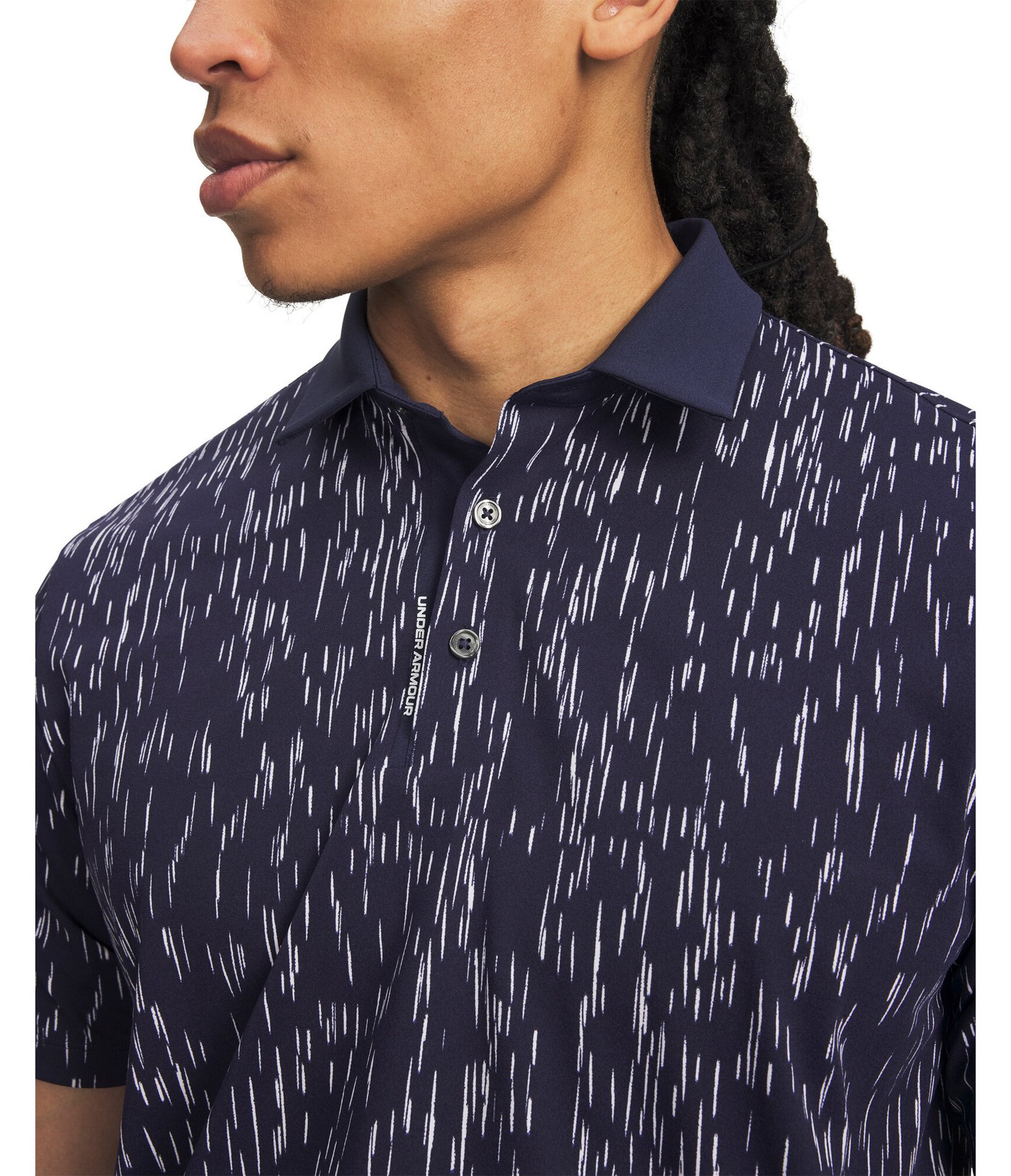 Under Armour ArmourDry Printed męskie polo, midnight navy/białe