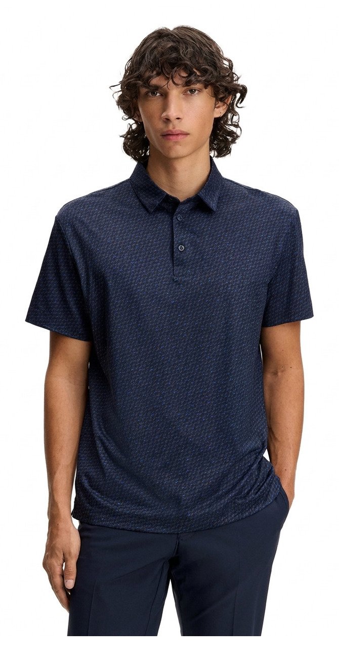 J.Lindeberg Tod Print męskie polo, bias bridge micro navy set