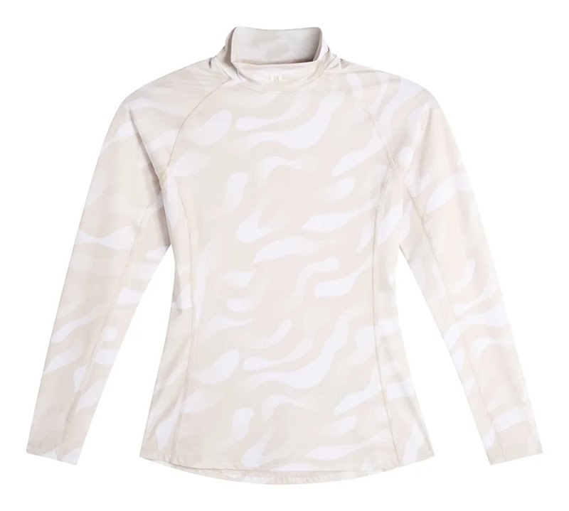 J.Lindeberg Ella Print Compression damski top, bunker fade moonbeam biały