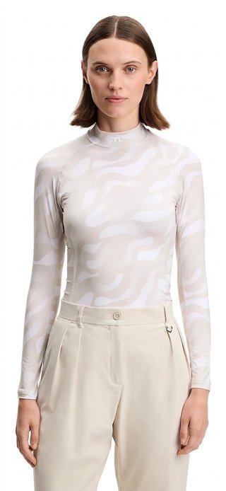 J.Lindeberg Ella Print Compression damski top, bunker fade moonbeam biały