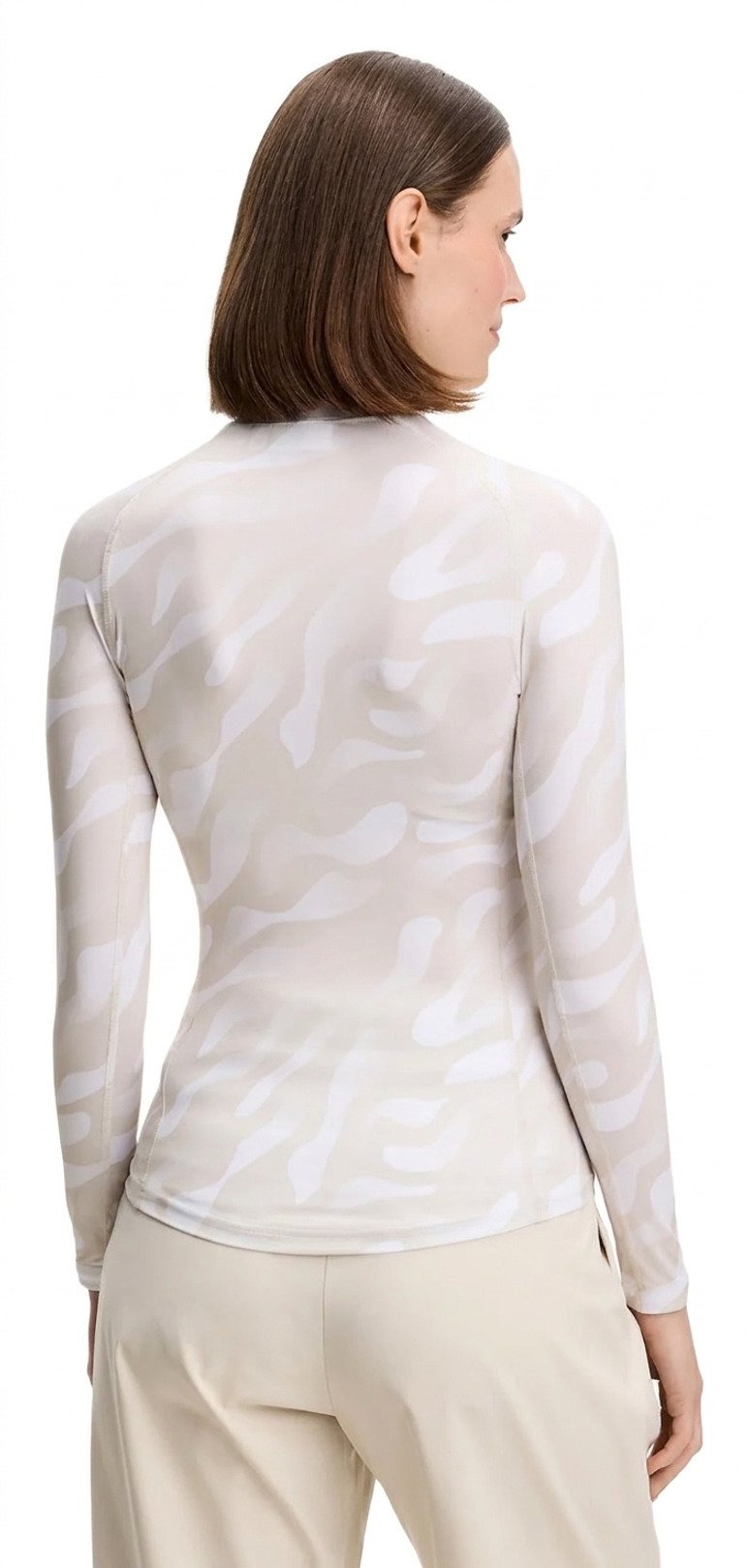 J.Lindeberg Ella Print Compression damski top, bunker fade moonbeam biały