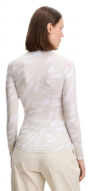 J.Lindeberg Ella Print Compression damski top, bunker fade moonbeam biały
