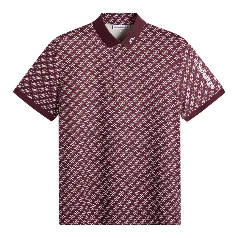 J.Lindeberg Tour Tech Print damskie polo, cardi jacquard - winetasting