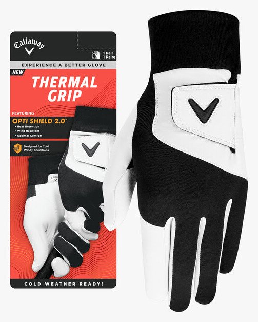 Callaway Thermal Grip 27 męskie rękawice golfowe, para, czarne