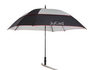 JuCad Windproof parasol golfowy z kołkiem pin 68", czarno/srebrno/czerwony
