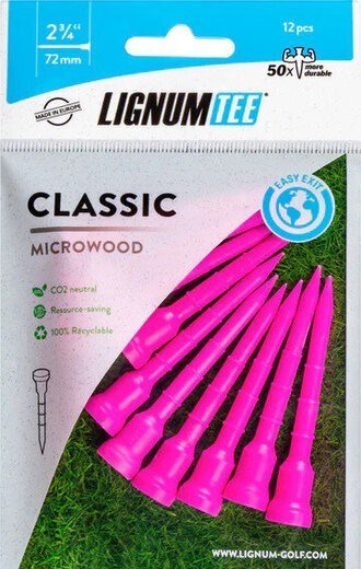Lignum Tee plastikowe tee 72mm, 12szt., różowe