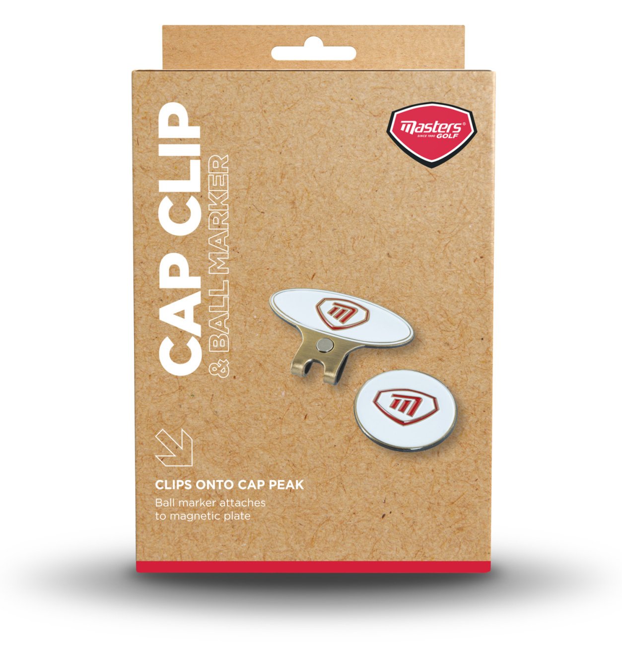 Masters Golf Cap Clip & Ball Marker, biało/czerwony