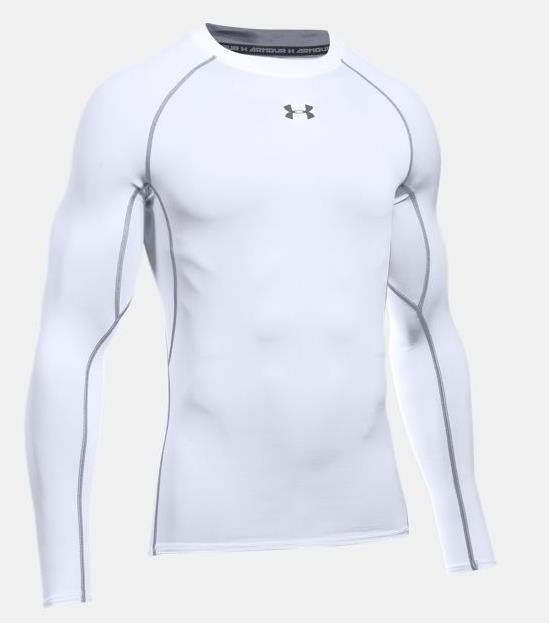 Under Armour HeatGear Armour Compression mens shirt, white/graphite