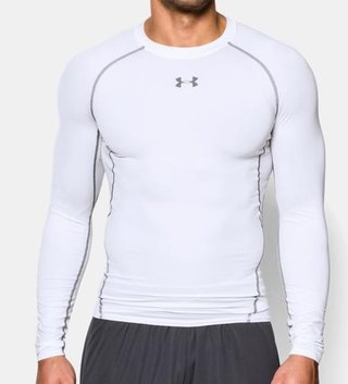 Under Armour HeatGear Armour Compression mens shirt, white/graphite