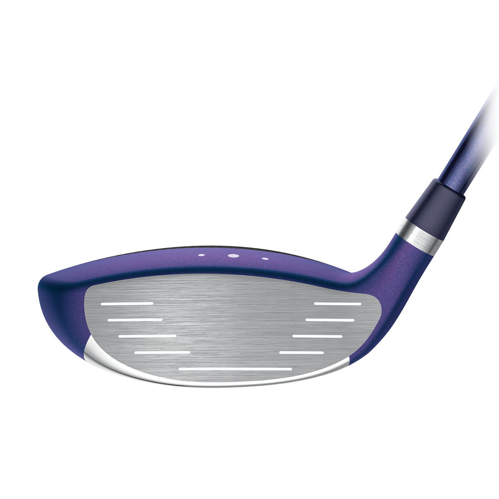 Widok lica fairway wooda PING G Le4 pokazujący konstrukcję FaceWrap ze stali maraging