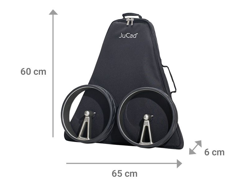 Wymiary płaskiego pakietu JuCad Phantom Titan 65x60x11 cm z torbą transportową JTTP