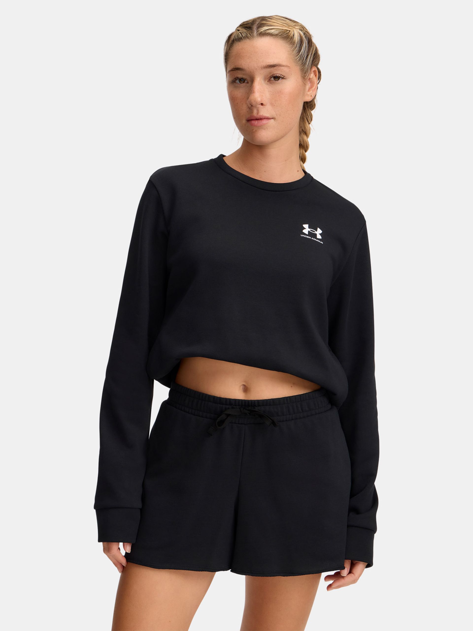 Damska bluza Under Armour Rival Terry Crew, czarna – widok z przodu