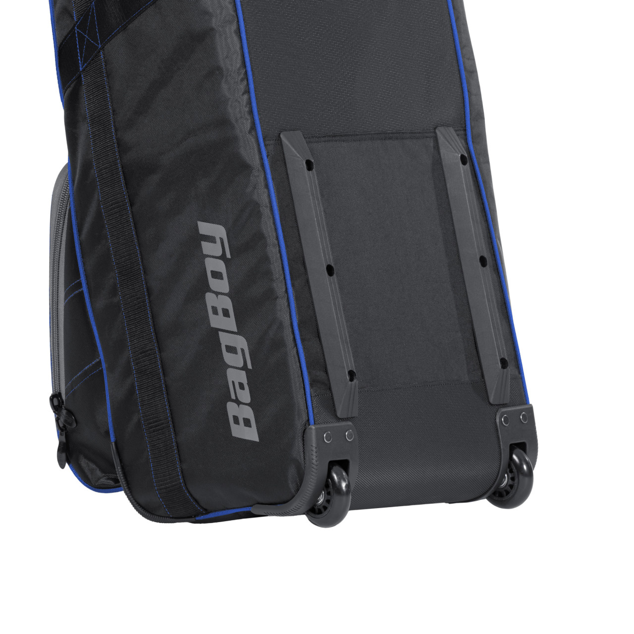 Szczegóły płoz ochronnych na tylnym panelu Bag Boy T-800