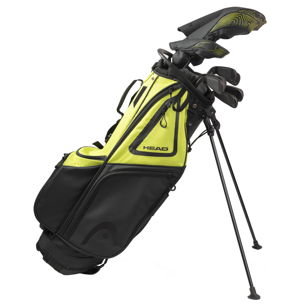 HEAD Golf Complete Set — szczegóły metalwoodów z grafitowym shaftem i ironów ze stalowym shaftem