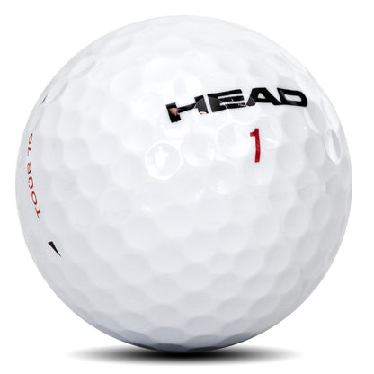 Zbliżenie na piłeczkę golfową HEAD TOUR 70 pokazujące uretanową powłokę i wzór dołków