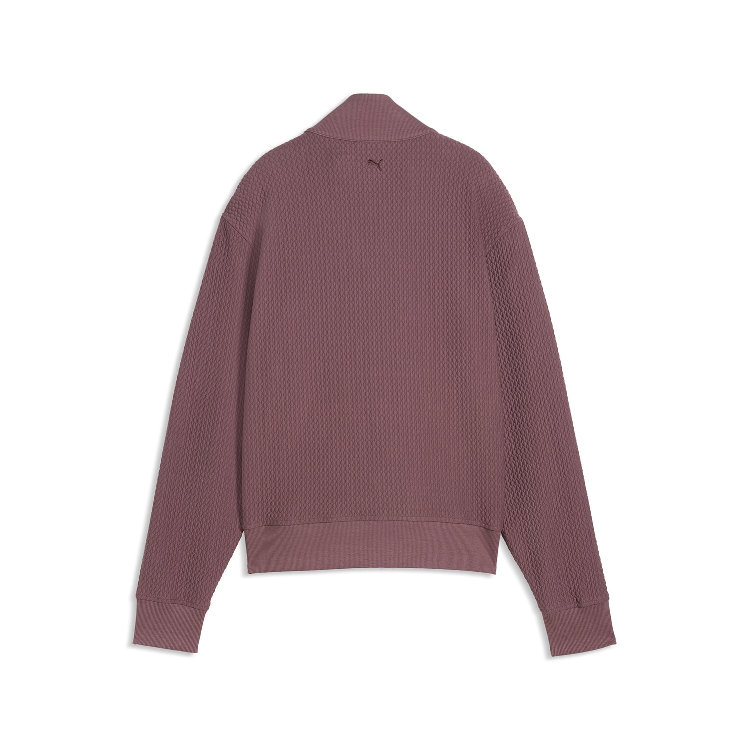 Damska bluza Puma Boulder 1/4 Zip w kolorze Rich Cocoa – szczegóły prążkowanego kołnierza, zamka i mankietów