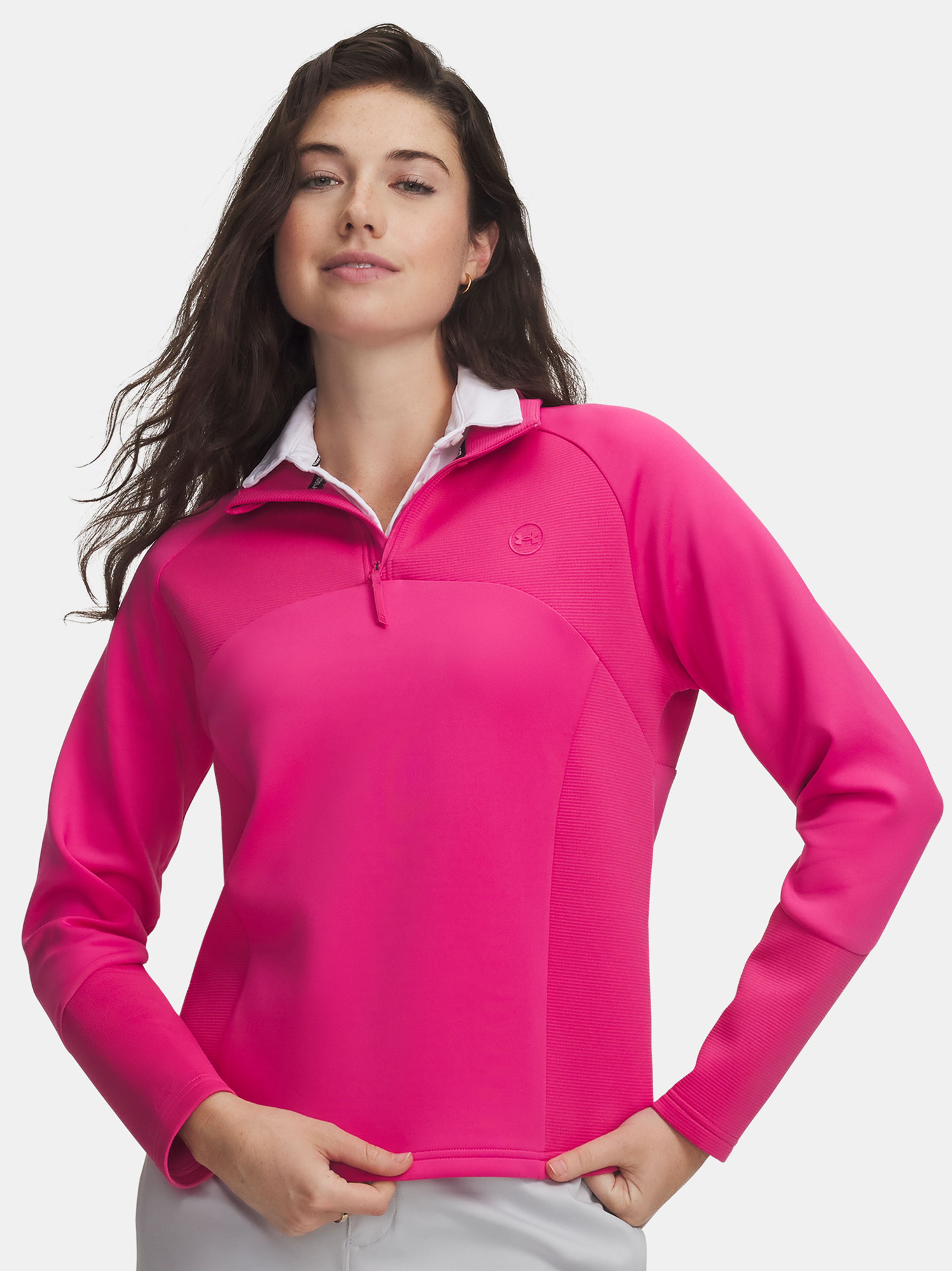 Under Armour UA Drive Midlayer 1/4 Zip damska bluza w kolorze różowym – widok z przodu
