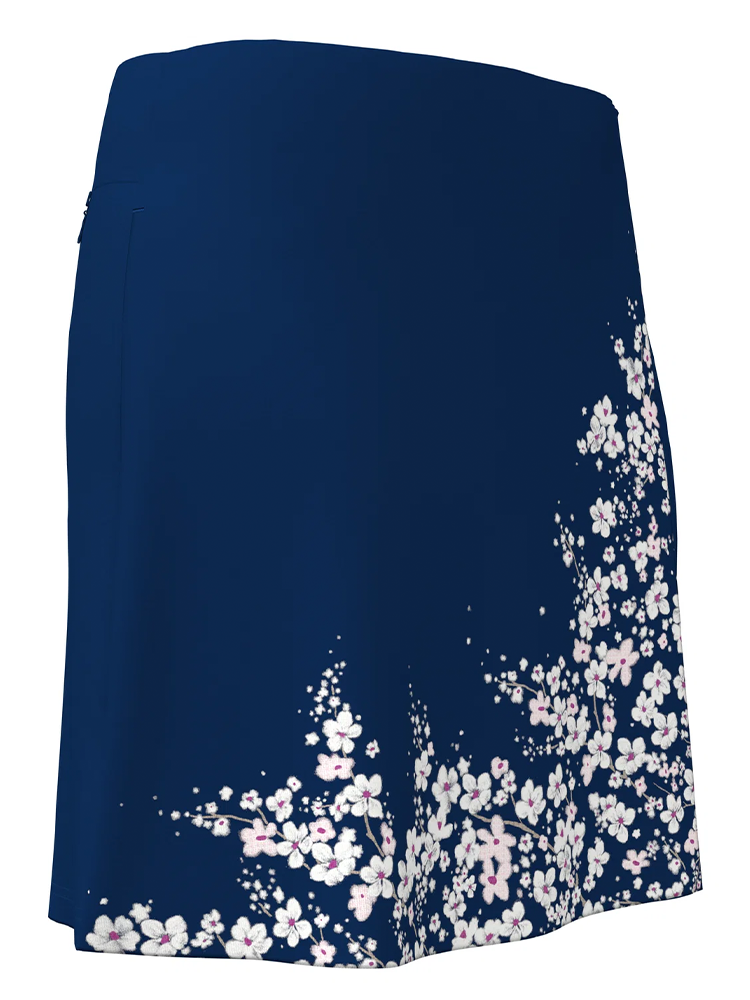 Callaway Floral Printed Wrap Skort Blue Depths – widok z tyłu ukazujący długość i kwiatowy wzór