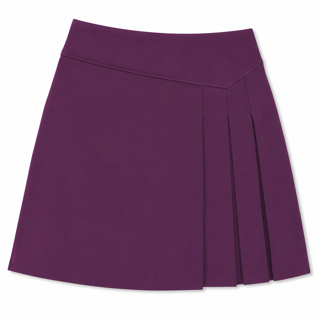 Spódnico-spodenki golfowe Callaway Gloxinia Side Pleat – widok z przodu przedstawiający sylwetkę w kształcie litery A i boczne plisy