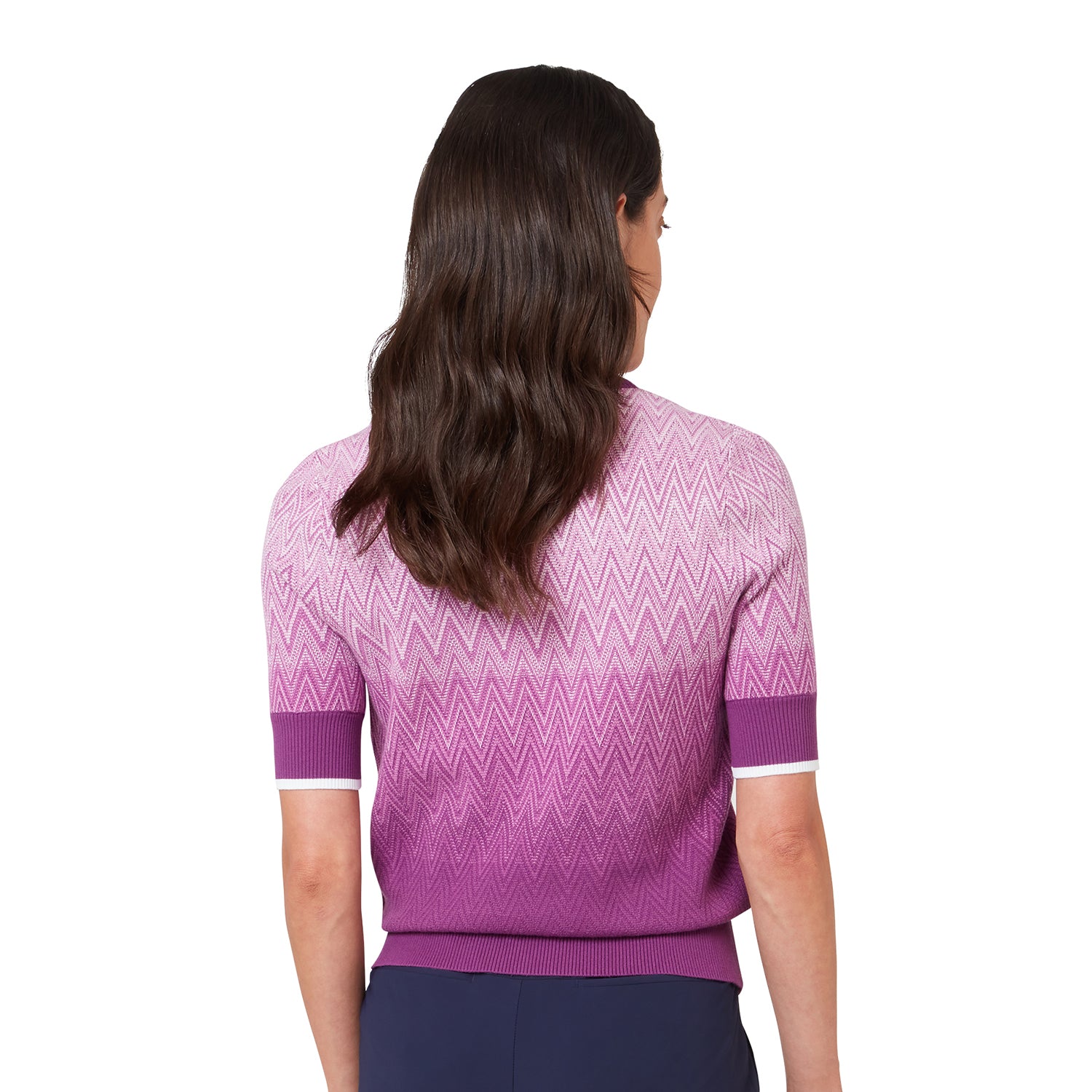 Callaway Ladies Gradient Knitted Polo – detal prążkowanego kołnierzyka i plisy guzikowej