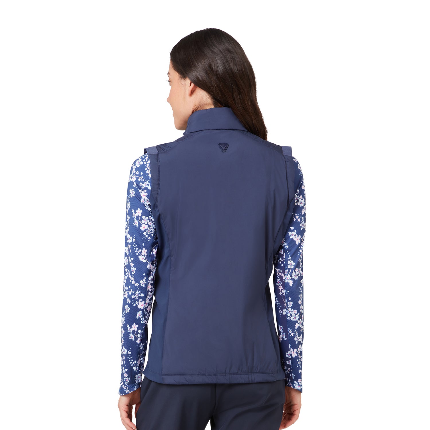 Callaway Ladies Lightweight Primaloft Gilet Peacoat — side stretch panel detail