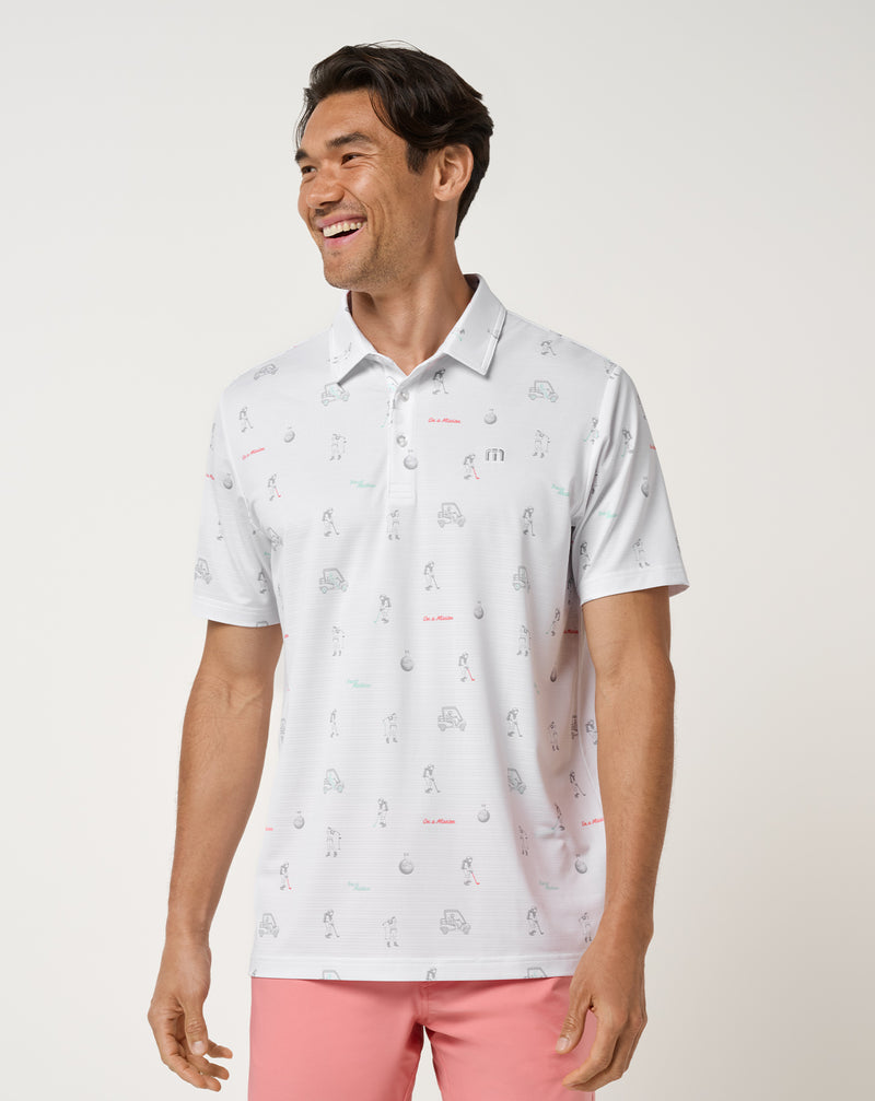 Travis Mathew On A Mission Polo – widok z przodu, biała