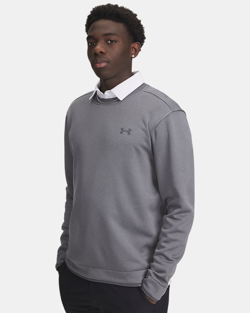 UA SweaterFleece Crew front view in Castlerock