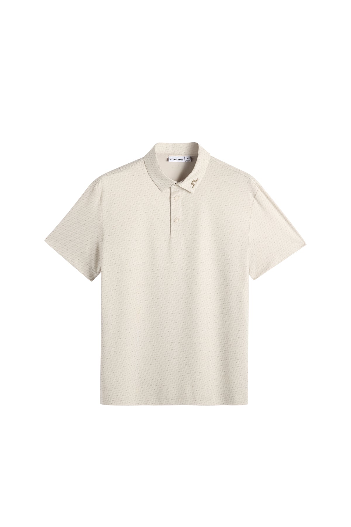 Polo J.Lindeberg Tod Print Bias Bridge Micro Moon Brindle – widok z przodu pokazujący tkaninę TX Stretch Jersey i wszechstronny nadruk