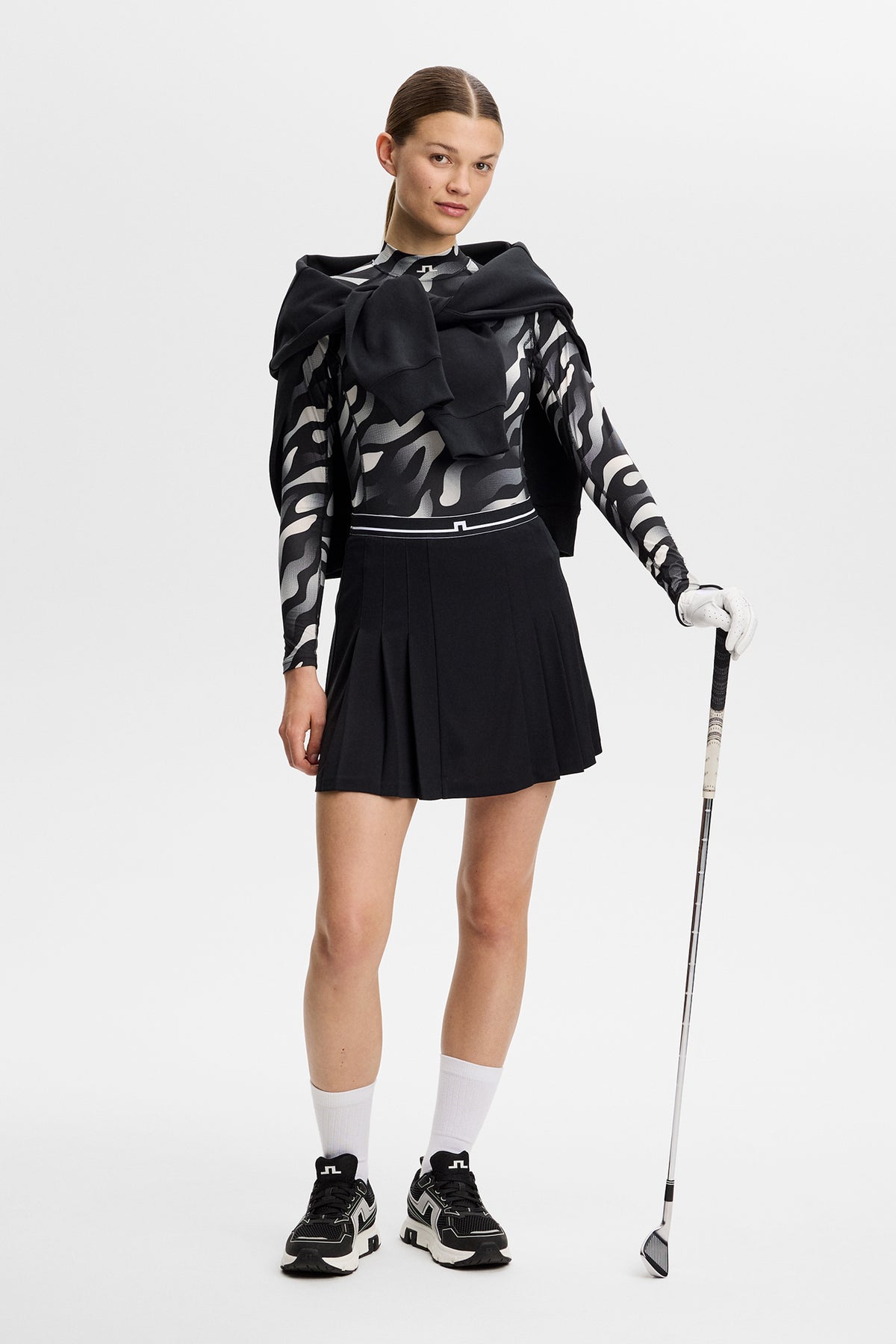 J.Lindeberg Ella Print Compression Top Bunker Fade Black Moonbeam - szczegóły nadruku