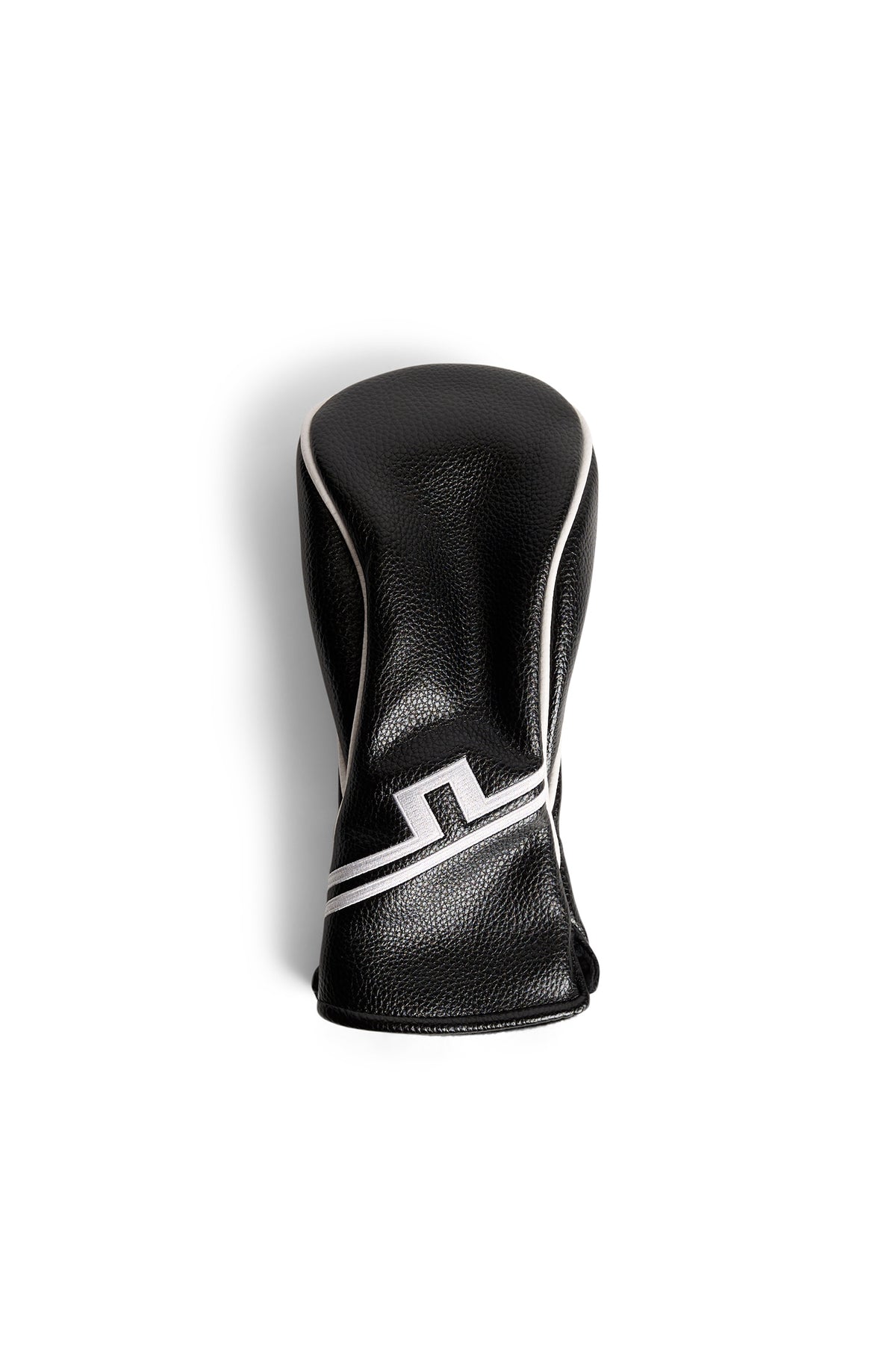 J.Lindeberg Fairway Headcover w kolorze czarnym — widok z przodu pokazujący haftowane logo Bridge i kontrastową lamówkę