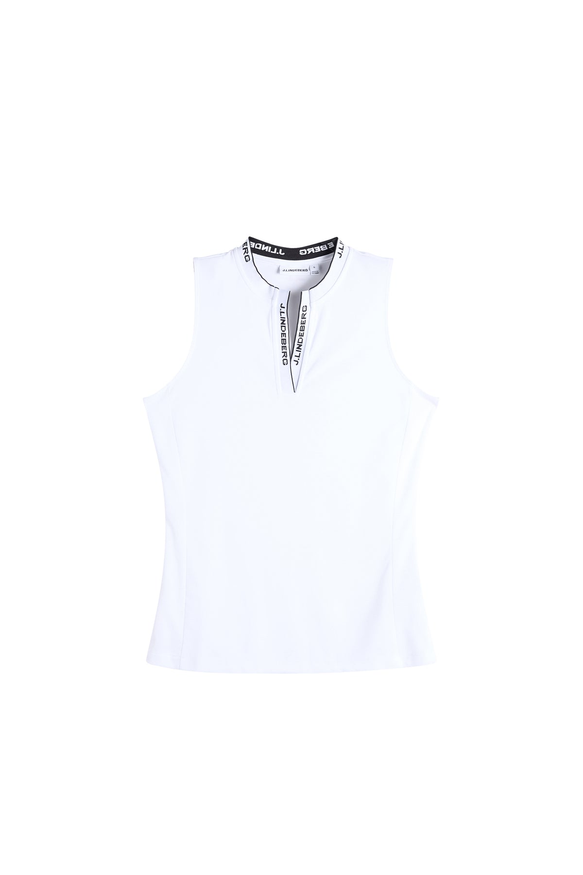 J.Lindeberg Leya Sleeveless Top White - detal kołnierza i plisy