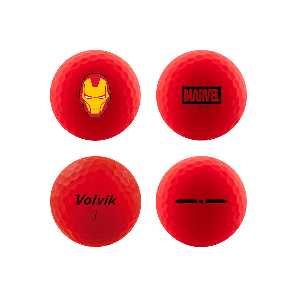 Piłki golfowe Volvik Vimat Avengers pokazujące wzory bohaterów z kilku stron